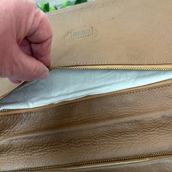 Embossed Reva Clutch in Medium Navy and Rust - Picture 6 of 7